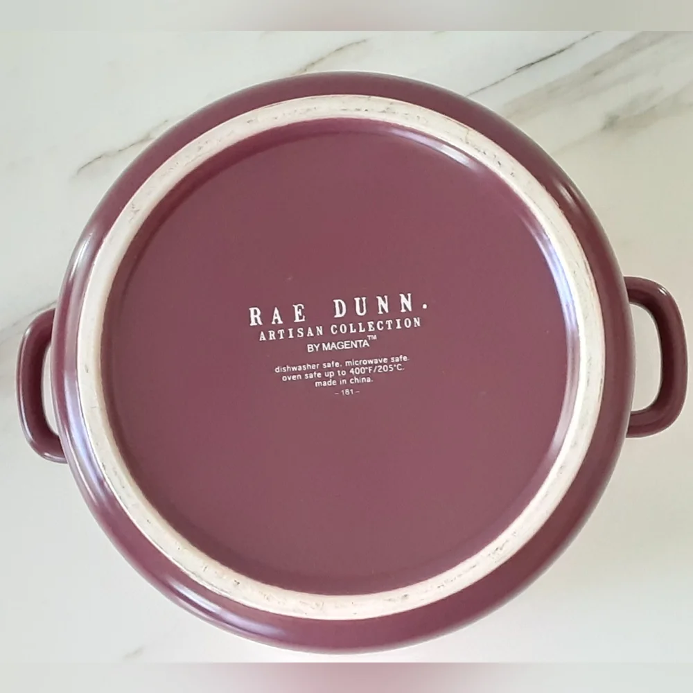 RAE DUNN Artisan Collection Burgundy Gobble Soufflé | Casserole | Soup Dish NWOT